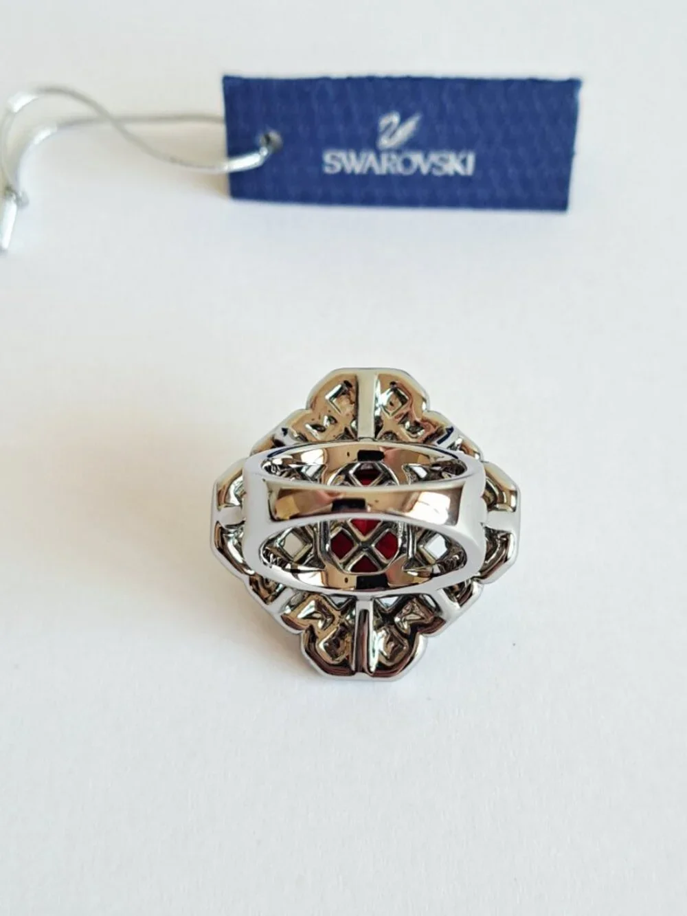 NEW Vintage Swarovski Sheila Ruby Red Ring Signed Size 6.5 - Picture 8 of 14